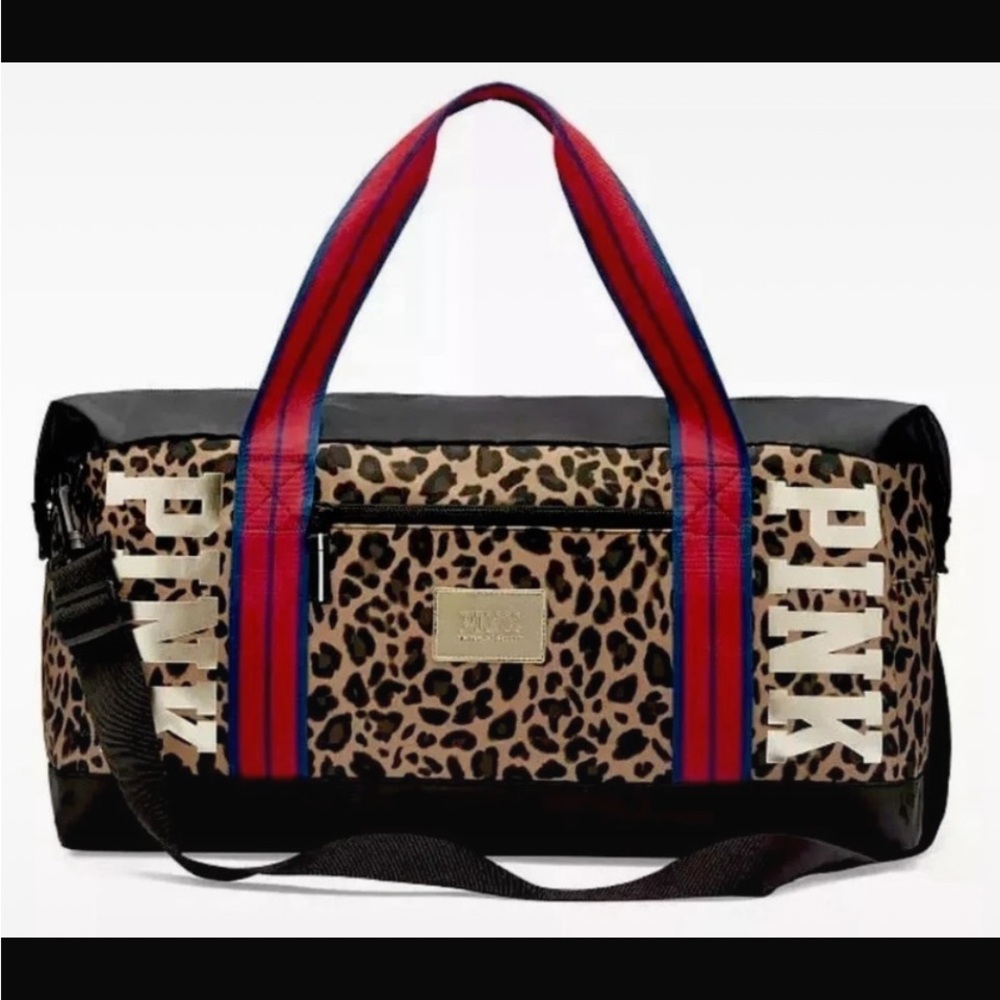 Victoria Secret PINK Travel Duffle Gym Bag Large Animal Print Logo